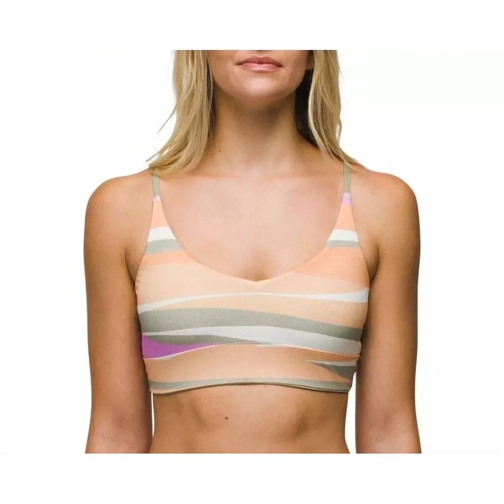 NWT PrAna Women's Size Medium Bikini Top Willow Falls/ Reversible Quick Drying